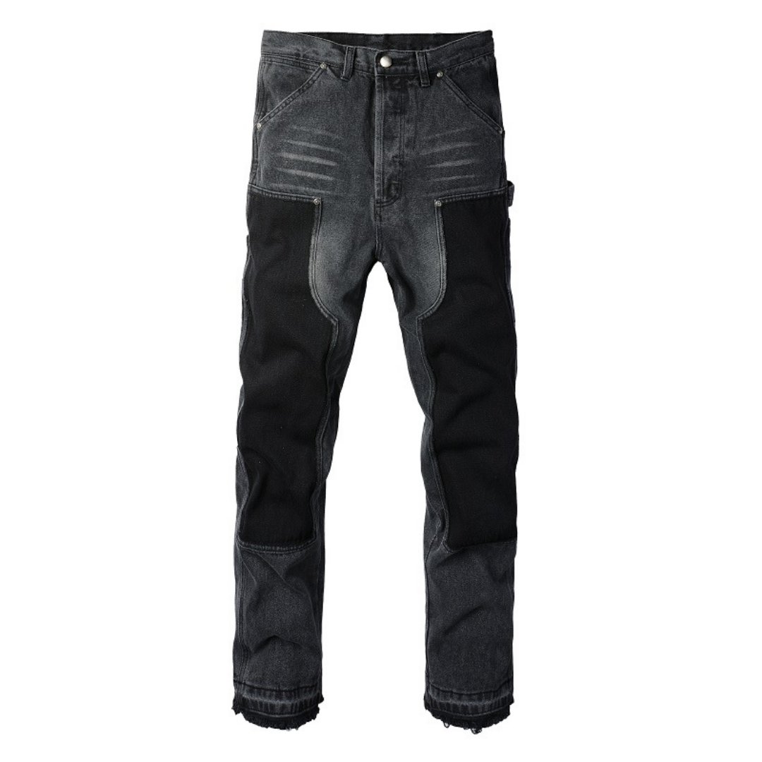 Black Patch Flared Jeans